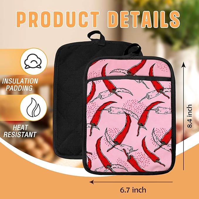 Pink Pepper Kitchen Pot Holders - Image 2