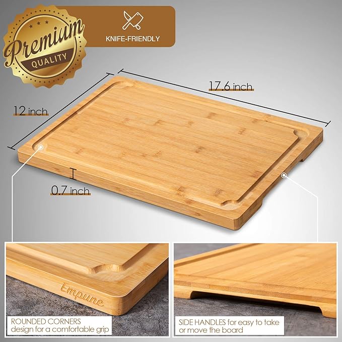 Extra Large Cutting Board, 17.6" Bamboo Cutting Boards - Image 2