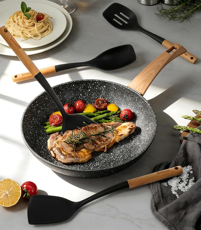 4PCS Silicone Cooking Utensils Set, Large Nonstick Spatula Spoons Set - Image 3