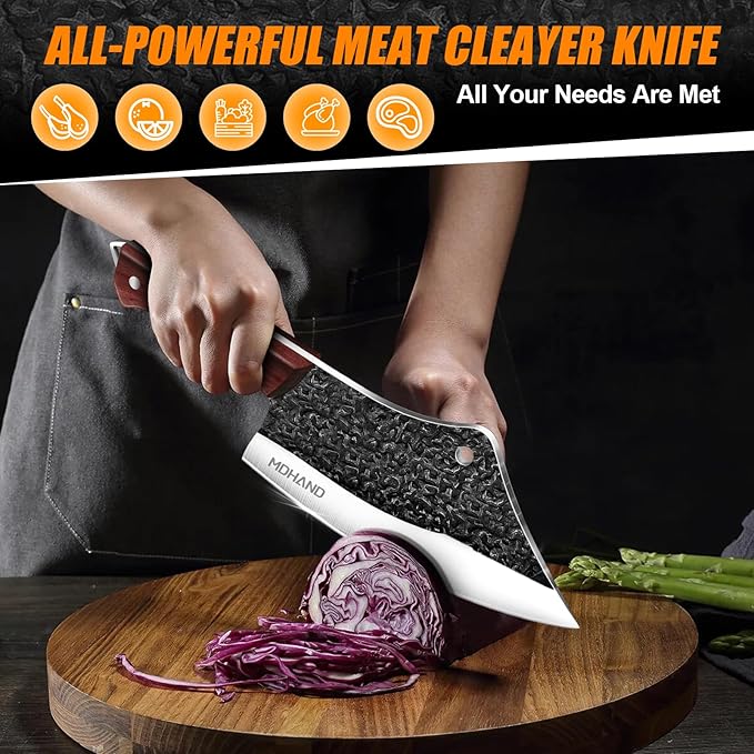 MDHAND Butcher Knife Set, Sharp Meat Cleaver Knife & Bone Chopper Knives & - Image 3