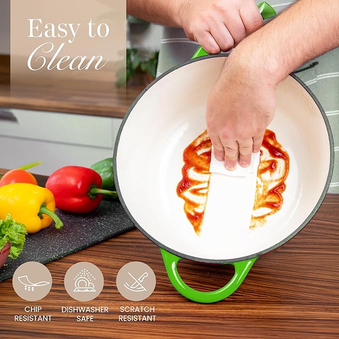 Cast Iron Pot with Lid – Non-Stick Ovenproof Enamelled Casserole Pot, Oven Safe - Image 9