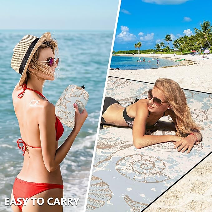 HIHOHO Beach Blanket Waterproof Sandproof Extra Large Beach Mat 79" X - Image 4