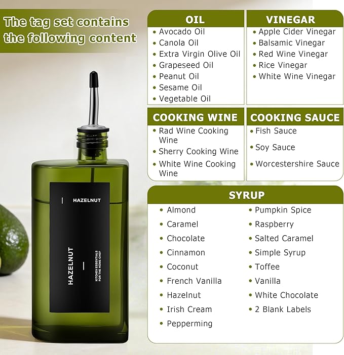R DRURLCD Dark Green Glass Olive Oil Dispenser Set of 2, 16.9oz/500ml Curved - Image 7
