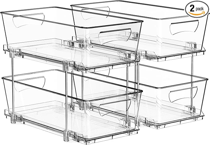 Simple Houseware 2 Tier Basket Drawer Cabinet Pull-Out Organizer, 2 Pack by SimpleHouseware