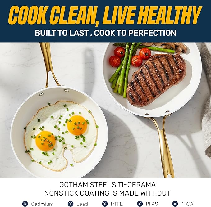 GOTHAM STEEL 12 Inch Non Stick Frying Pans Nonstick Skillet, Ceramic Pan - Image 3