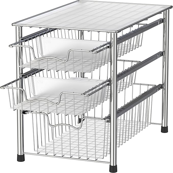 Simple Houseware Stackable 3 Tier Sliding Basket Organizer Drawer by SimpleHouseware