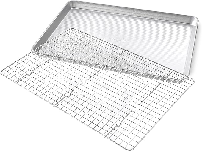 USA Pan Bakeware Half Sheet Baking Pan and Bakeable Nonstick and Cooling Rack - Image 2