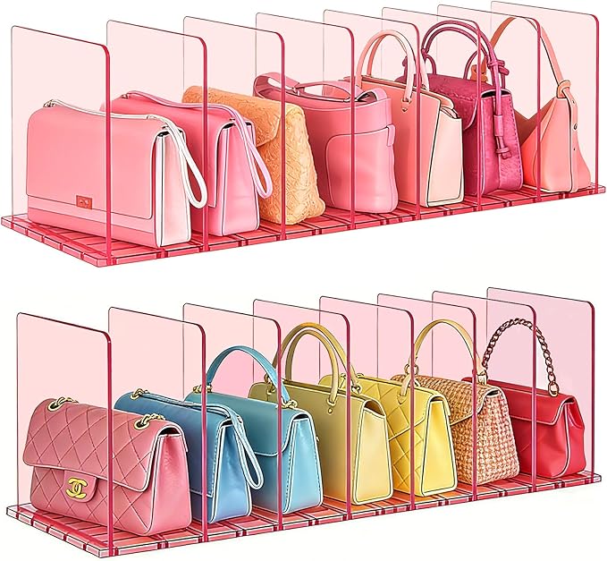 SortNStore Purse Organizer for Closet: Shelf Dividers Adjustable Acrylic Bag by SortNStore