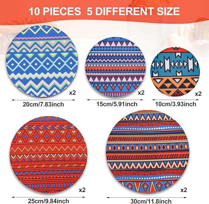 10Pcs Reusable Bowl Covers in 5 Sizes - Image 2