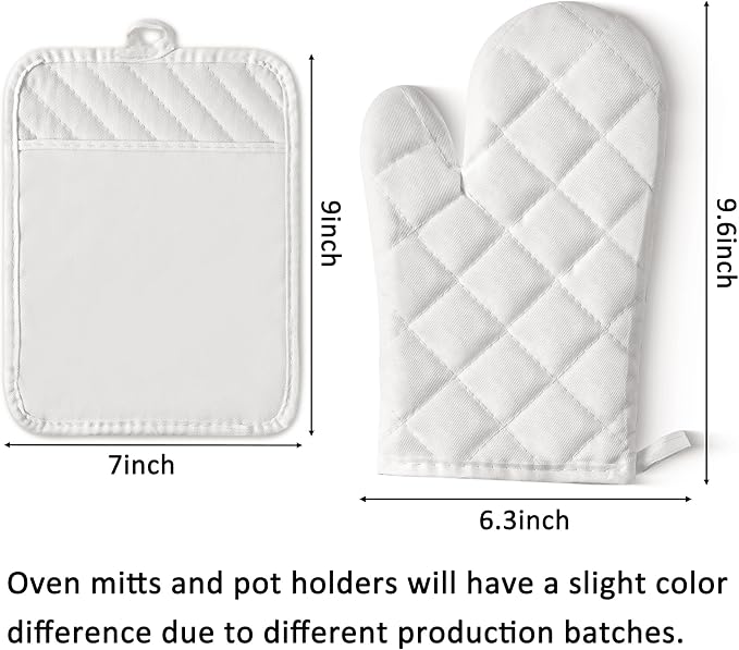 GROBRO7 6Pcs Cotton Oven Mitts and Pot Holders Set Heat Resistant Hot Pads - Image 2