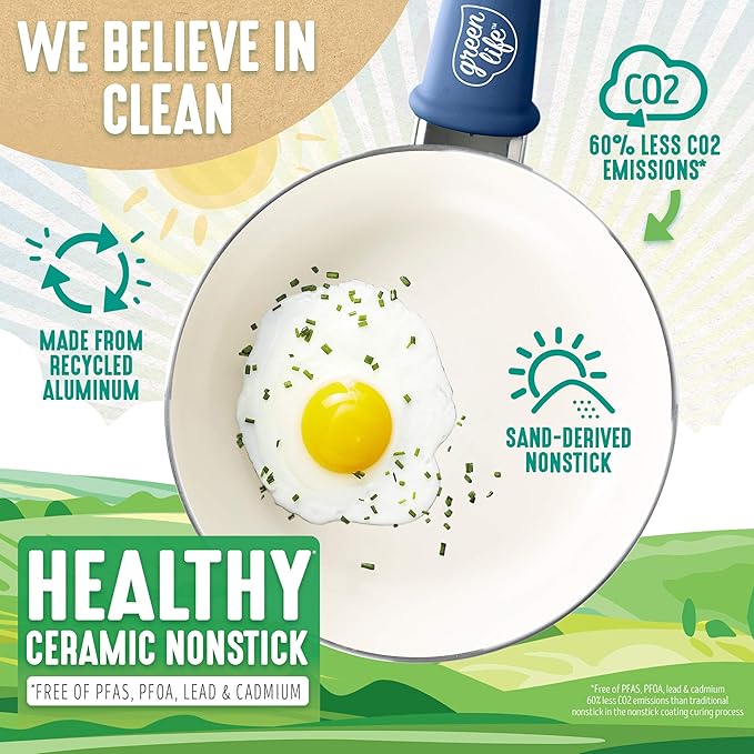 GreenLife Soft Grip Healthy Ceramic Nonstick 12 Piece Cookware Pots and Pans Set - Image 2