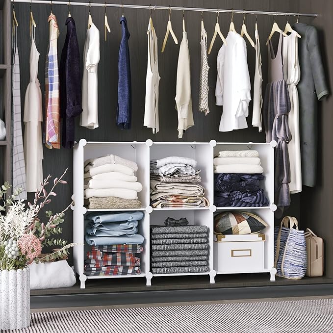 AWTATOS Cube Storage Organizer, Storage Cubes Shelves Bookshelf, 6 Cube Closet - Image 9