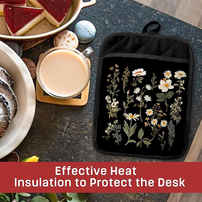Dark Floral Botanical Pot Holders - Image 4