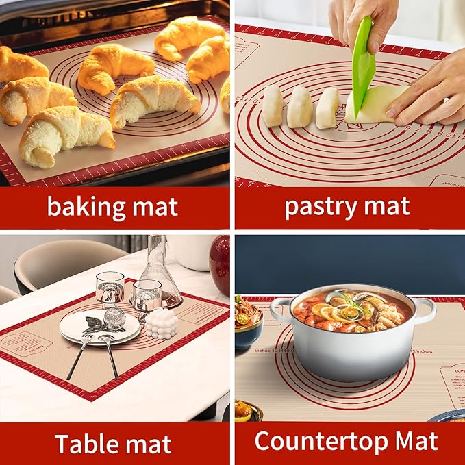 Silicone Baking Mat, Reusable Silicone Dough Mat, Non-Stick Pastry Mat - Image 6
