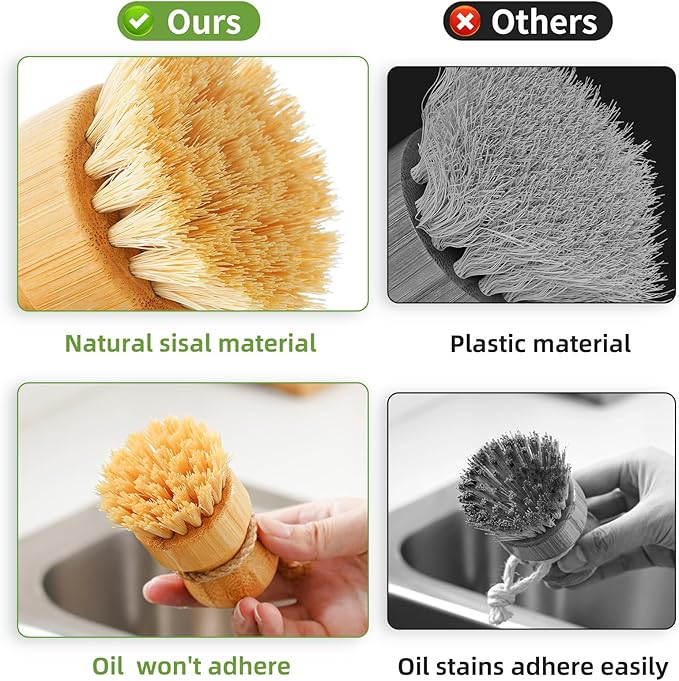 SUBEKYU Bamboo Dish Brush Set - Image 4