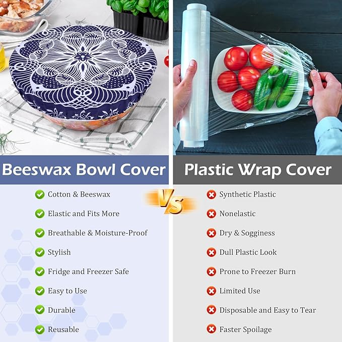2 Large Reusable Beeswax Bowl Covers - Image 8