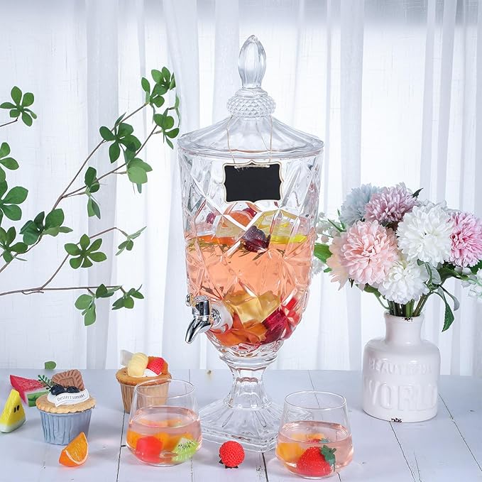 Zhehao 2 Pcs Drink Dispensers for Parties 0.8 Gallon Glass Beverage Dispenser - Image 3
