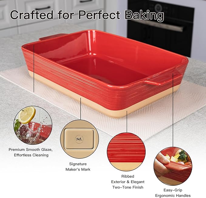Dafuceramic Casserole Dish for Oven, 4.2 QT Baking Dish, 9x13 Large Porcelain - Image 5