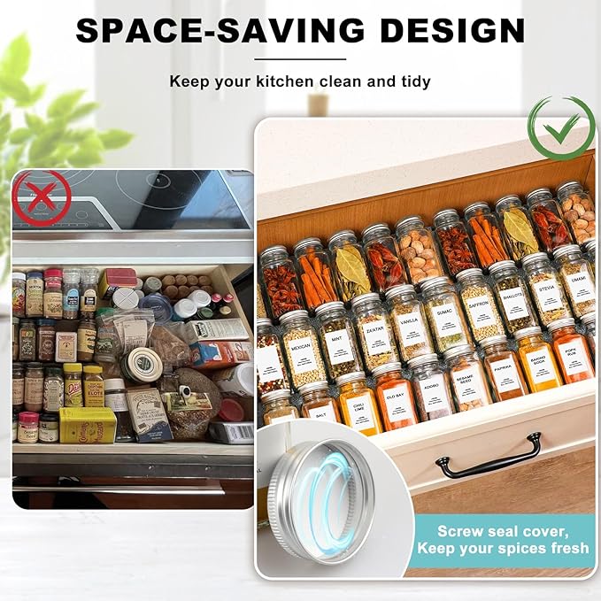 AISIPRIN 24 Pcs Glass Spice Jars - Image 6