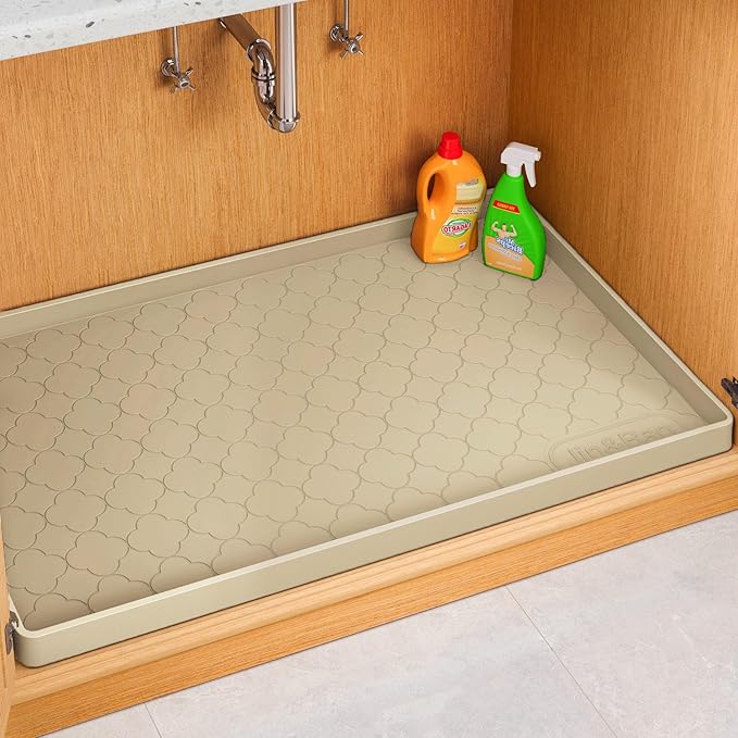 Jin&Bao Waterproof Under Sink Mat 28" x 19", Thick Silicone Mat Cabinet by Jin%26Bao