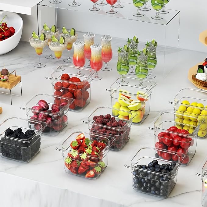 12 Pack Plastic Food Pan with Lid 1/6 Size 4 Inch Deep Restaurant Clear Food - Image 7