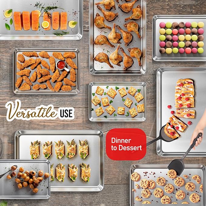Eatex Aluminum Baking Sheet Set, 2 Pack Cookie Sheet Set, 18” x 13” Steel - Image 7