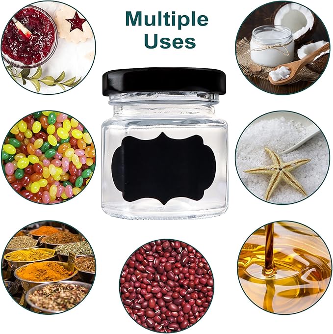 1.5 OZ Mini Hexagon Glass Jars, 48 Pack Empty Honey Jars Small Spice Jars - Image 6