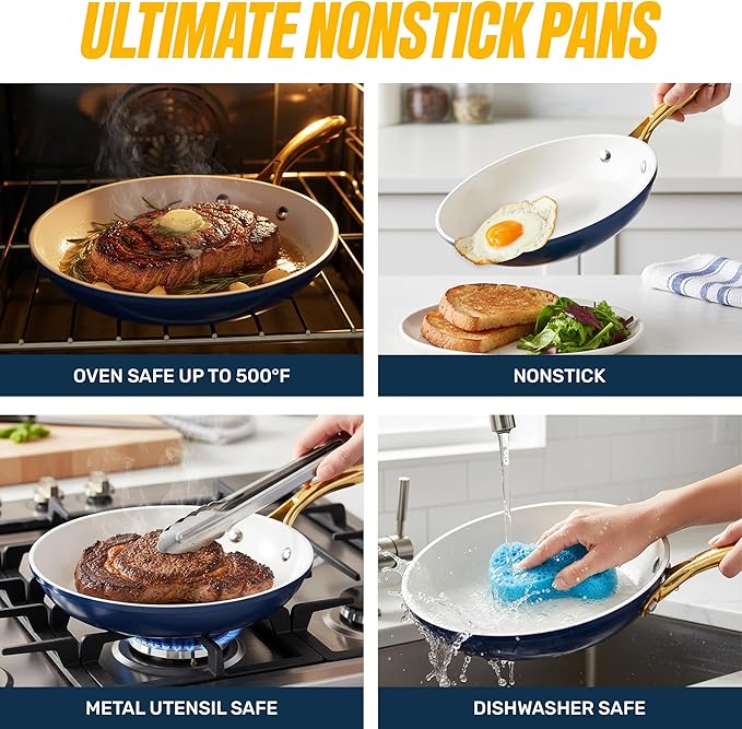 GOTHAM STEEL 12 Inch Non Stick Frying Pans Nonstick Skillet, Ceramic Pan - Image 8