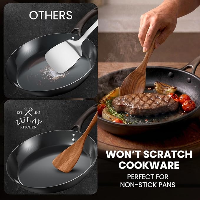 Zulay Kitchen 12-Piece Teak Wooden Utensils - Image 8