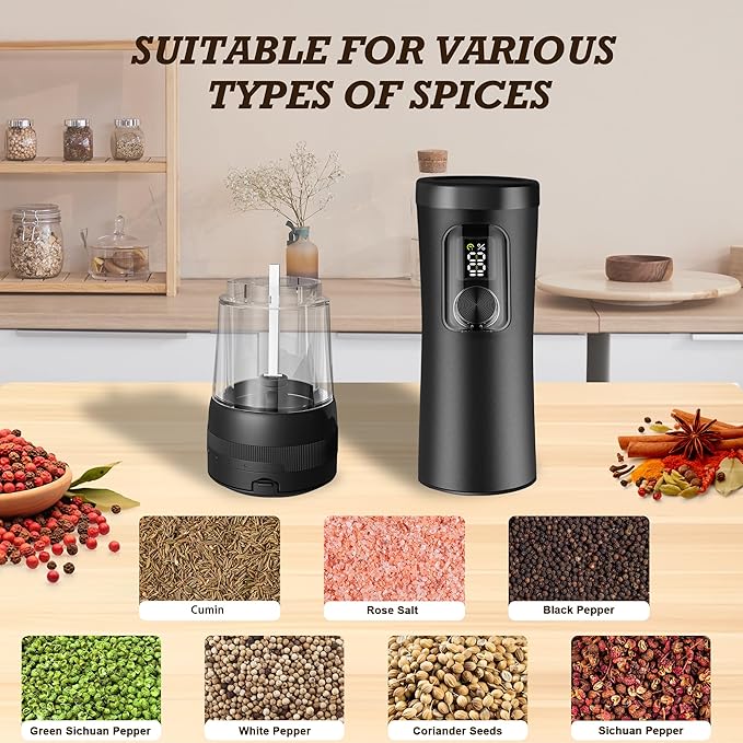 Electric Salt and Pepper Grinder Set, Automatic Refillable Salt and Pepper - Image 7