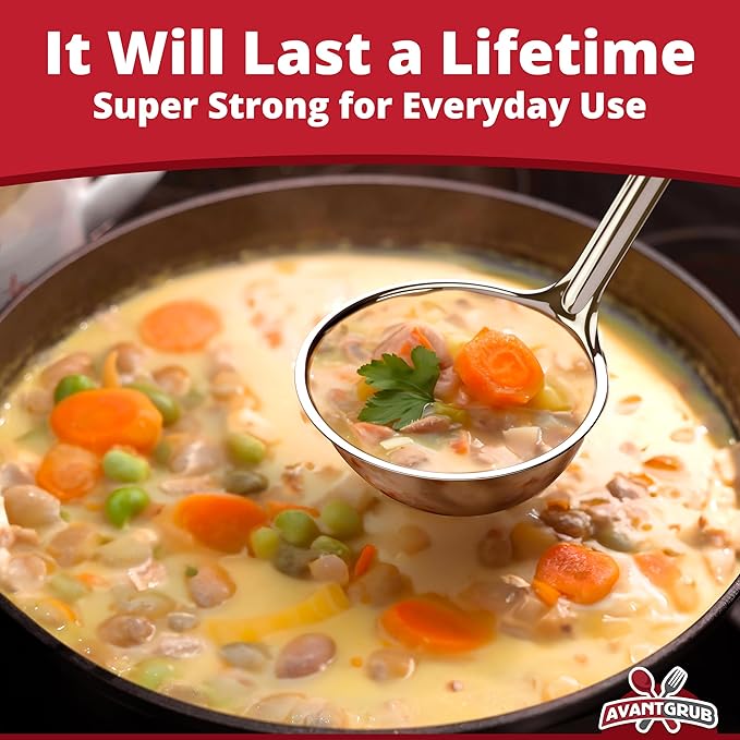 Super Sturdy, Ergonomic 4 Oz. Soup Ladle 3 Pk. Stainless Steel Ladles - Image 3