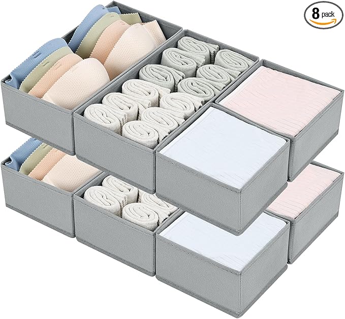 DIMJ Drawer Organizer Clothes Set of 8, Foldable Closet Drawer Organizer by DiMJ