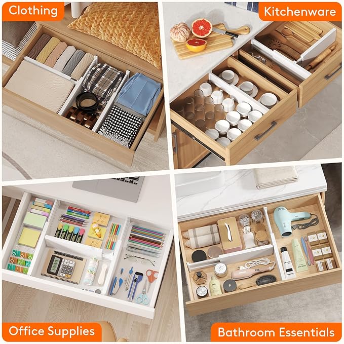 Lifewit 5 Pack 4" High Drawer Dividers 34-56cm/13.5-22" Adjustable Drawer - Image 8