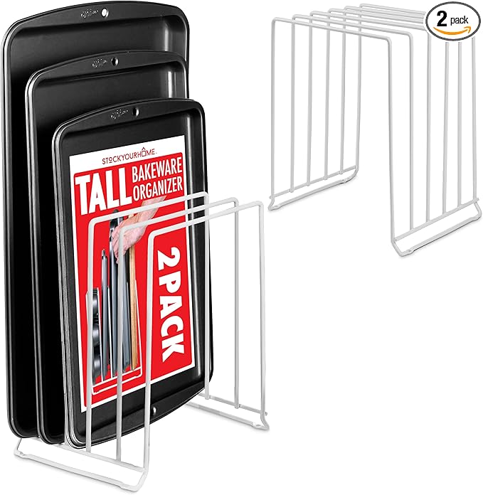 Stock Your Home White Extra Tall Steel Baking Pan Organizer Rack by StockYourHome