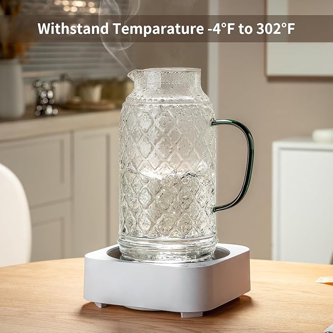 Buaic Glass Pitcher with Lid, 2 PACK 84 oz/2.5L Liter Vintage Water Pitcher - Image 5