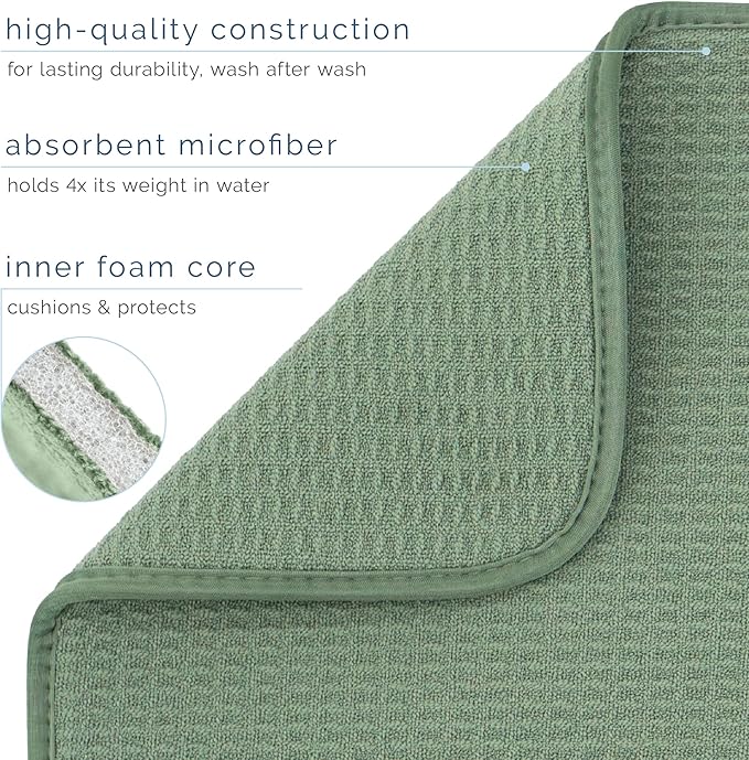 S&T INC. Dish Drying Mat XL, 18” x 24”, Absorbent Microfiber Kitchen Counter Mat - Image 3