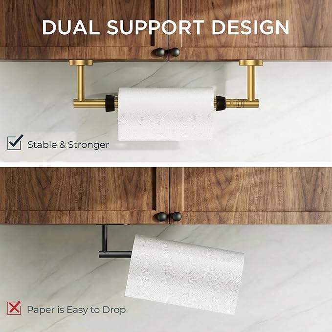 FORIOUS Paper Towel Holder Under Cabinet, SUS304 Wall Mounted Commercial Paper - Image 7