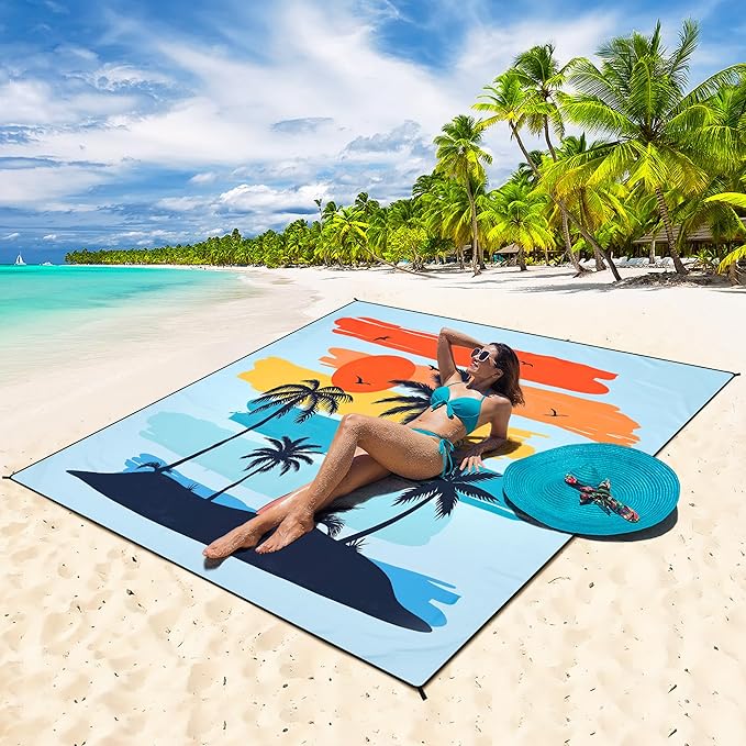 HIHOHO Beach Blanket Waterproof Sandproof Extra Large Beach Mat 79" X - Image 5