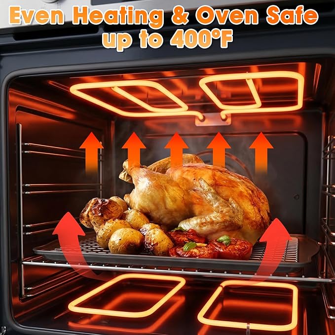 Baking Sheet with Wire Rack, 17 x 12 Inch Nonstick Cookie Sheets Pan Set with - Image 5