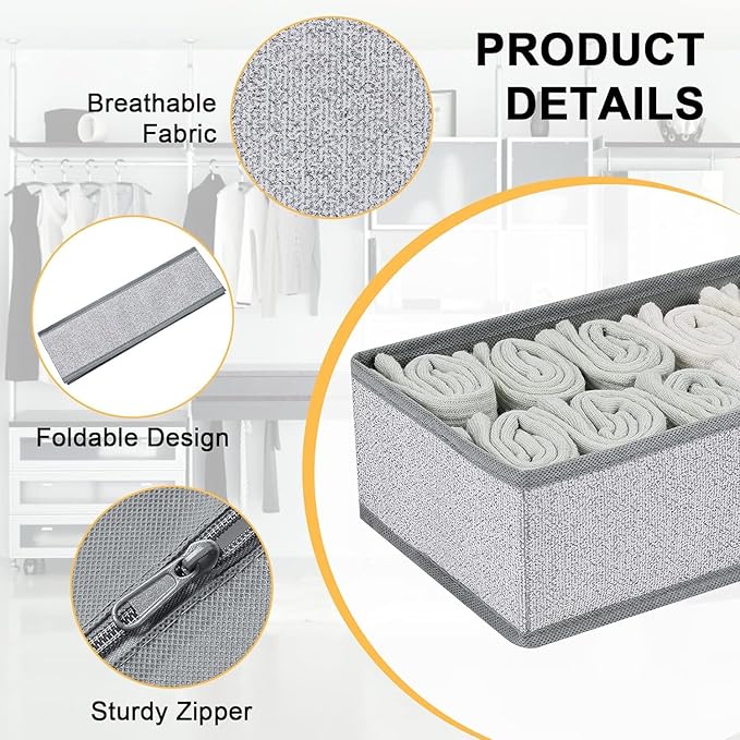 DIMJ Drawer Organizer Clothes Set of 8, Foldable Closet Drawer Bins, Underwear - Image 4