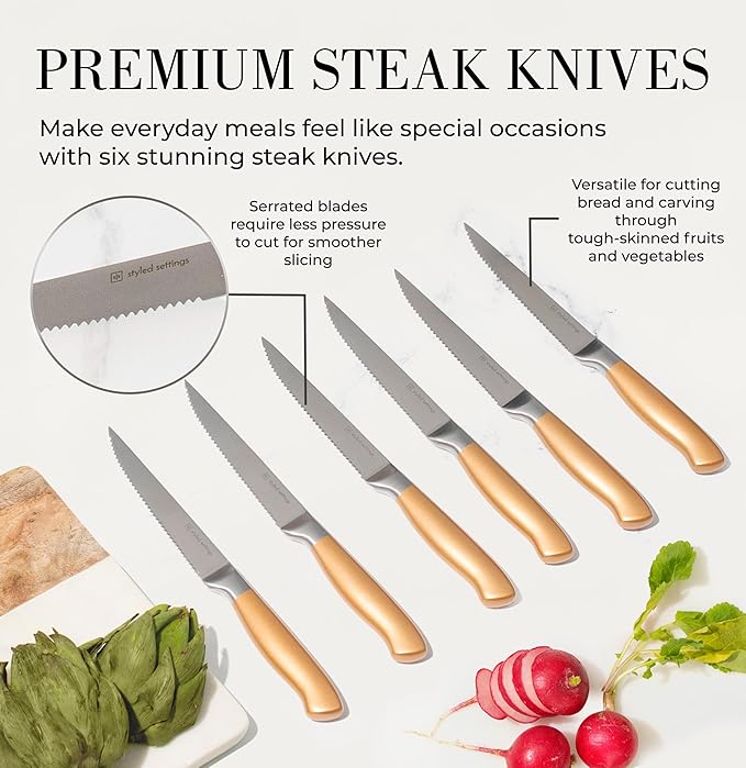 Black and Gold Knife Set for Kitchen - Image 8