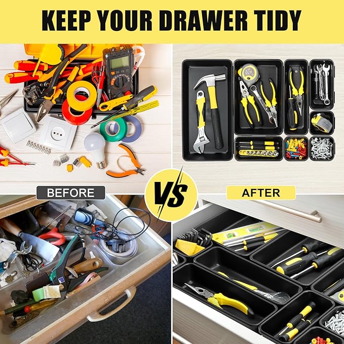 60PCS Tool Box Organizer Tray Divider, More Large Sizes-5 Sizes Desk Drawer - Image 5