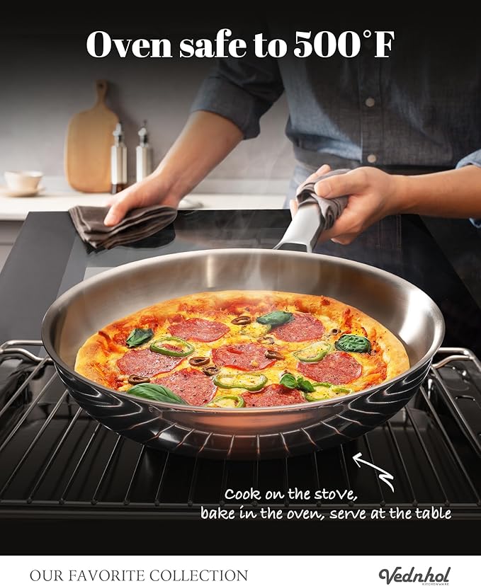 Stainless Steel Pan, 12 Inch Stainless Steel Frying Pan, Tri-Ply Stainless - Image 5
