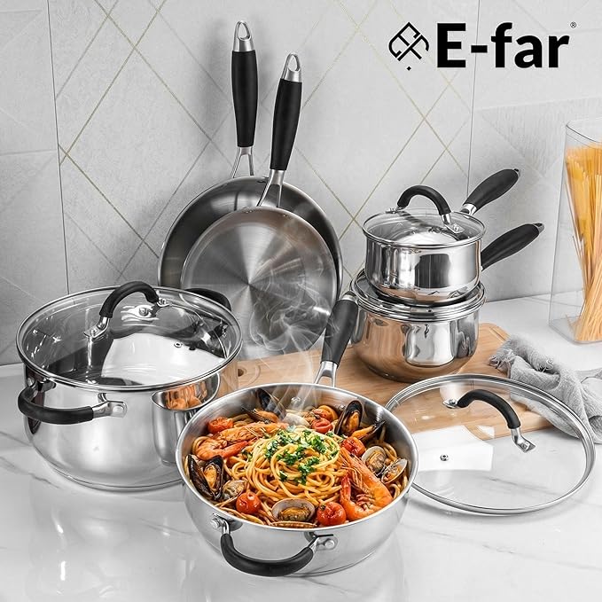 E-far 10-Piece Stainless Steel Cookware Set - Image 6