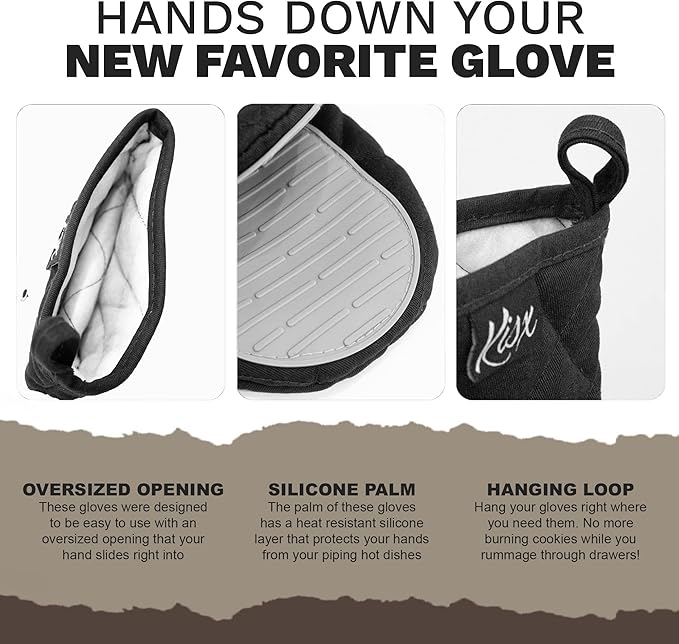 Oven Mitts Heat Resistant – Mini Oven Mitts, Silicone Gloves Heat Resistant - Image 3
