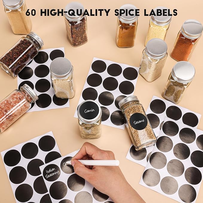 12Pcs Spice Jars with Label, 4oz Empty Square Seasoning Containers, Spice Jars - Image 7