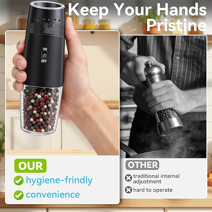 Gravity Electric Salt and Pepper Grinder Set Rechargeable Automatic Shakers - Image 4