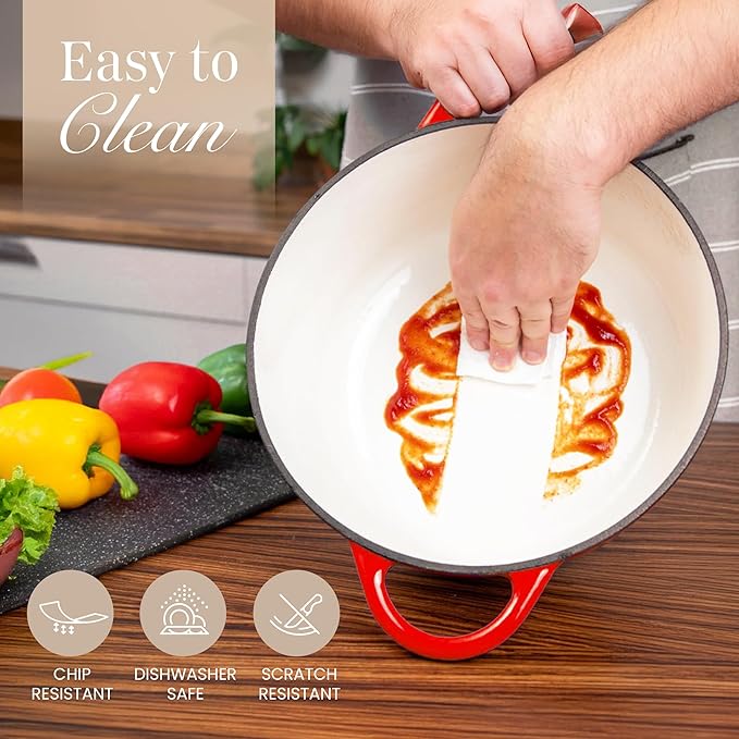 Cast Iron Pot with Lid – Non-Stick Ovenproof Enamelled Casserole Pot, Oven Safe - Image 8
