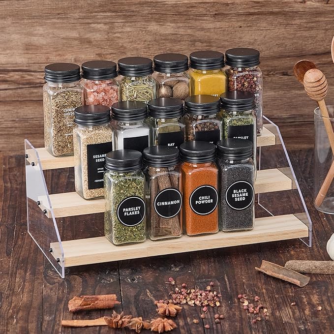 24 Glass Spice Jars with 576 Labels-Spice Jars with Black Metal Caps, 4oz Empty - Image 5