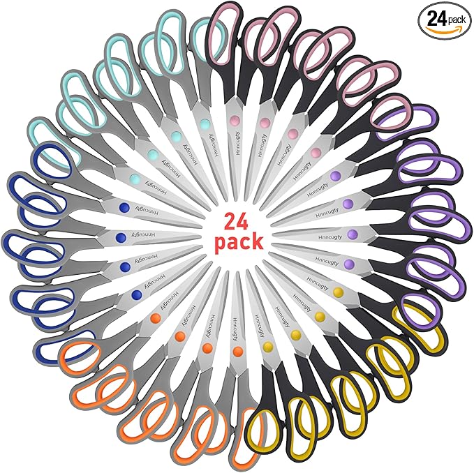 Scissors for Office School Supplies, Hnncugty 8" Scissors All Purpose Bulk Set by Hnncugty